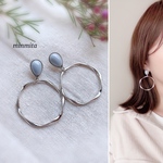 ✴︎NEW!✴︎大ぶりシルバーフープが揺れるサックスブルーピアス&イヤリング