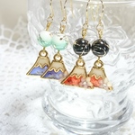 【送料無料】富士山と花のピアス