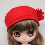 Blythe outfit ◆ブライス◆帽子◆ベレー帽◆フェルト帽子◆赤◆レッド