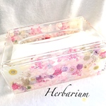 ハーバリウム☆美麗☆アクリルティッシュボックスケース☆ピンク系