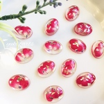 4個 クリア ハート 押し花 カボション 金箔 #135