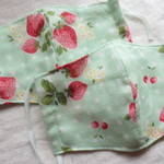 2枚セット★即納★立体マスク★4重ガーゼ★☆大人サイズ★いちご★ミント