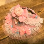 犬・猫の首輪　29～32　cocochanバンダナチョーカー　ピンク・花柄・薔薇のモチーフ・ハート
