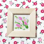 春の花 刺繍チューリップのミニ額