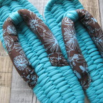 布ぞうり：再販peparmint blue24.5cm/sparkling flower