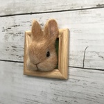 うさぎ 羊毛フェルト 壁飾り フレーム 壁掛け ネザーランドドワーフ オレンジ