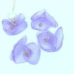 Sale 4個　オーガンジー丸花３重のタッセル　ライラック