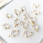 【8個】アクリルストーンチャーム ラウンド 2カン 9×15mm ゴールド/クリア