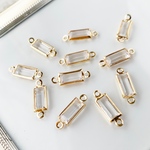 【8個】アクリルストーンチャーム 長方形 2カン 6×17mm ゴールド/クリア