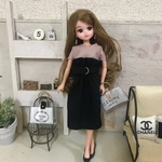 送料無料♡リカちゃん服♡ベルト付き黒ハイウエストスカート♡単品♡リアルクローズ  