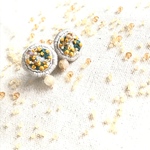 【ビーズ刺繍】ミモザとルチルの耳飾り💛