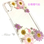 押し花ケース『マーガレットと可愛い小花』iPhone スマホケース 全機種対応 送料無料 受注制作