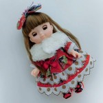メルちゃんサイズ　和んぴぃす　ヘアリボン　ショール　靴　4点セット　和風ワンピース　2段スカート　和柄　服