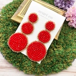 1500円→1200円✩.*˚個性的＊大ぶりビーズ  red  ピアス