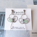 flower motif pierce(ライトグリーン)ステンレスピアス ノンホールピアス変更可