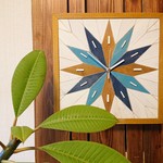 ウッドウォールクロック 木製掛け時計(ターコイズブルー)