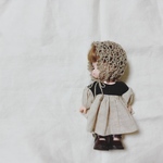 リネンで編んだナチュラルカラーのボンネット⋈for doll