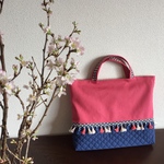 タッセルフリンジが可愛い　レッスンバッグ☆お稽古バッグ☆絵本バッグ/Lesson Bag  /入園入学/保育園/幼稚園/小学校/通園/通学/女の子