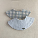 360°まんまるスタイ　2枚セット(コットンと、6重ガーゼ小鳥刺繍)