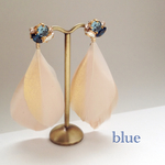 スワロフスキービジューフェザーピアス 　blue(イヤリングに変更可能)　/P50