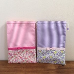 《julia315様オーダー品》花柄×ラベンダーストライプ♡リボン セット【入園・入学】