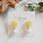 「 clearミモザ」ピアス  クリアビーズ×パール