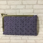 L字型刺繍がま口ポーチ　コットンプルメリア