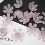 Frosted Glass Flower charm  purple