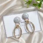 2way♡マーブルグレー アンティークオーバルピアス