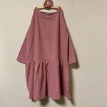 ＊数量限定＊ワッシャーコットンリネン【ローズピンク】肩落ちワンピース