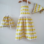 ☆1点のみ☆サイズ100-110☆キッズエプロン3点セット☆ドレスみたいな☆まんまるチューリップ
