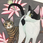 H様専用ページ 原画 猫のイラスト 壁掛け 絵 絵画 キジトラ ハチワレ アート 手描き