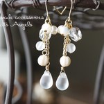 +angelo+チェコドロップとスノークリスタルのピアス(p-234)クリスタルマット G