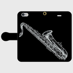 (iPhone6/6s)サックスの手帳型スマホケース黒