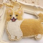 [E様ご予約作品]ぎっしりビーズ刺繍のバッグチャーム *コーギー（bodyしっぽアリ）