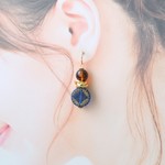 べっ甲とアンティーク風コイン（ブルーG）♡ピアス・イヤリング♪【K18・K14GF/14kgf対応】