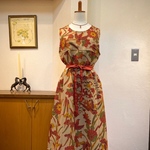 紅型風型染め小紋＊Aラインワンピース＊着物リメイク＊ハンドメイド＊
