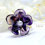 夜空の紫flowerキラキラリング