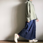 ■即納3着限定■国産デニム■8オンスやわらかデニム■スカートに見えるワイドパンツ
