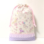 ハンドメイド●巾着●シューズケース●上履き入●リトルユニコーン♡ラベンダードット