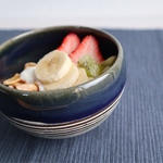 丸コロ碗　紺　ヨコ塗分け