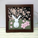 ishiko様専用    夜桜  ウサギのお花見    ちりめん押し絵