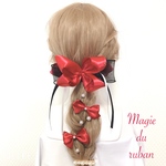リボンのブーケのヘアドレス(レッド)