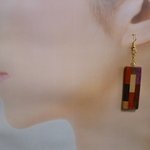 寄木細工　アシンメトリー　手作りピアス