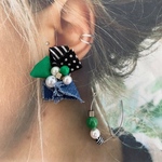 グリーン✖️デニムパールイヤリングピアス
