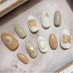 ベージュ×グレーネイルチップ