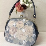がま口バック　薔薇柄レース