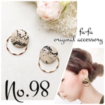 【No.98】パイソン柄×リング  2wayピアス ベージュ ✨小箱発送✨