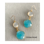 ホワイト&ブルーカルセドニーピアス