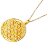［GOLD K24RGP]純金コーティング / Flower of Life・ゴールドネックレス・直径32mm（神聖幾何学フラワーオブライフ）